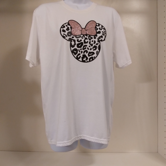 Disney Minnie Mouse Glitter Leopard Tee - Picture 1 of 4